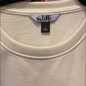 Ruffle sleeves white cropped sweater